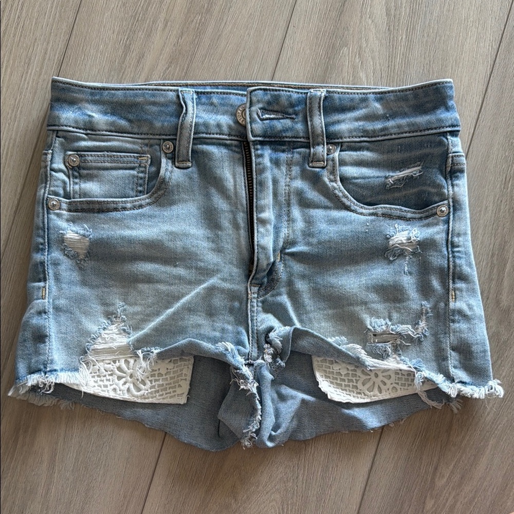 American Eagle Next Level Stretch Mini Shorts with Floral Pockets